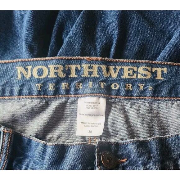 Northwest Territory Blue Denim Cargo Shorts Carpenter Jorts Size 38 Y2K Utility - Picture 8 of 11